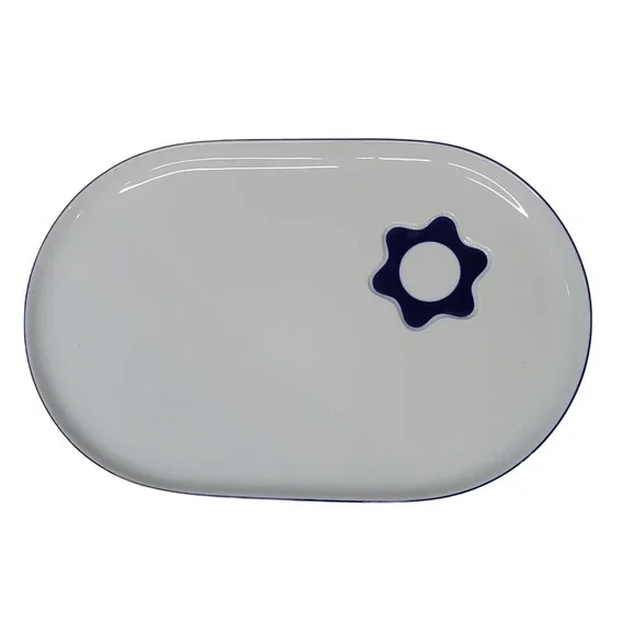 Crate Barrel Kahla Breeze Serving‎ Platter Snack Plate White Blue Flower Germany
