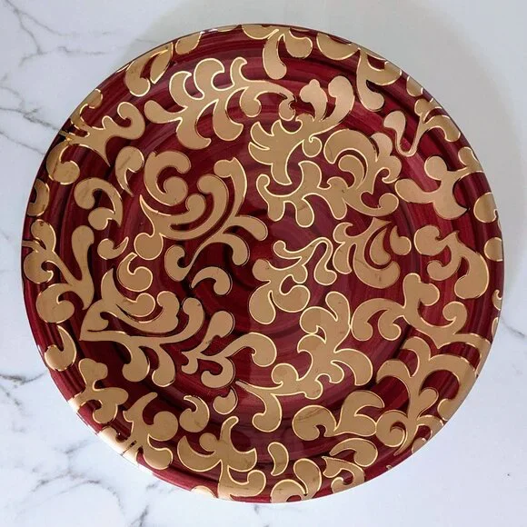 f-Giorgi Red Scroll VARM Ceramica Italy 8 7/8