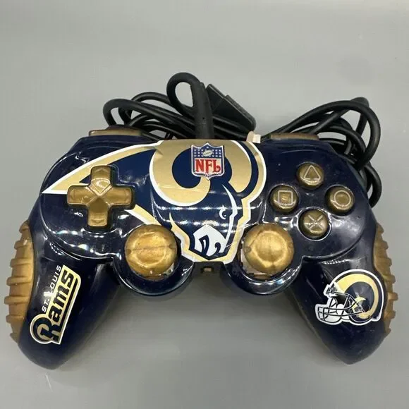 Mad Catz NFL Playstation Wired Turbo PS2 Controller St. Louis RAMS Tested 2005