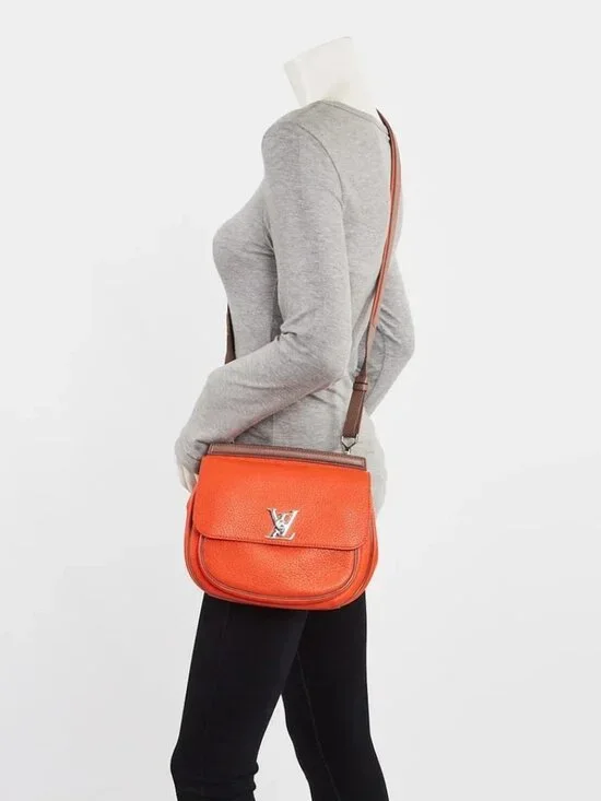 Louis Vuitton Tangerine/Taupe Taurillon Leather Marceau Bag