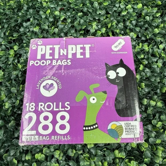 Pet n Pet 288 Dog Waste Bags 18 Rolls with Dispenser Lavender Scented Biobased‎