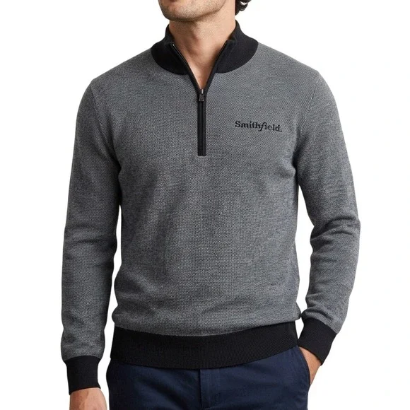 Brooks Brothers Men's Size XL Quarter Zip Grey Merino Wool Smithfield Sweater
