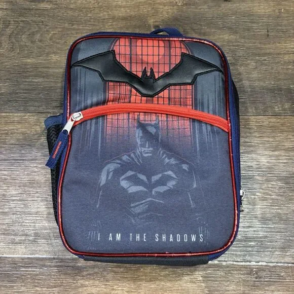 Batman Insulated Lunch Tote Box Kids Black Red “I Am The Shadows” DC Comics