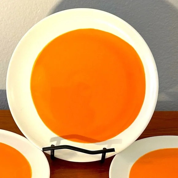 3 Crate & Barrel CBL175 Orange Center White Border 8 1/4
