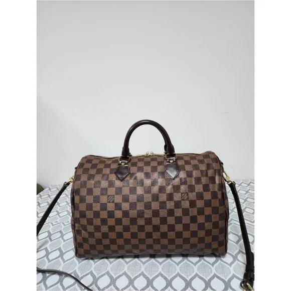 LOUIS VUITTON Damier Canvas Speedy Bandouliere 35 Bag Brown