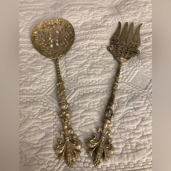 Ugo Bellini set of 2 silverplated Italian baroque serving utensils Vintage $25