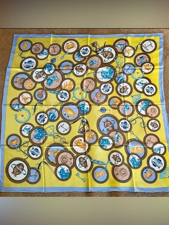 100% Mulberry Silk Scarf - Zodiac Design