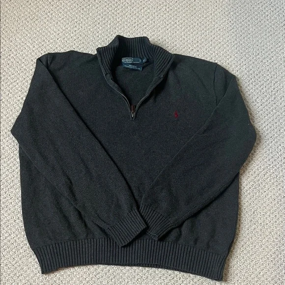 Polo by Ralph Lauren Men's Grey Zip-Up Sweater
