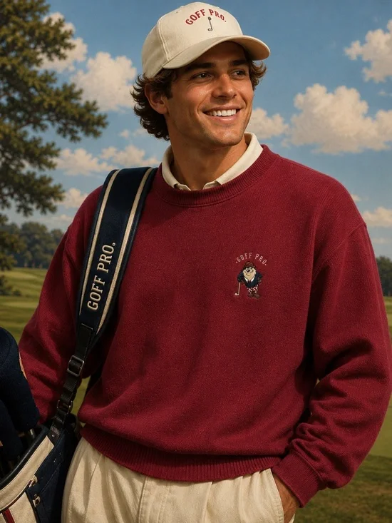Vintage Taz Golf Pro Sweater XL Red Looney Tunes Embroidered Crewneck 90s