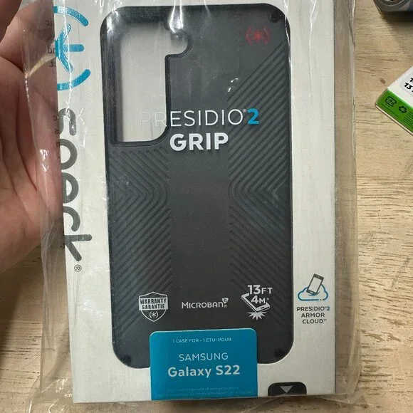 Speck Products Presidio2 Grip Samsung Galaxy S22 Case Raised Bezel Grey