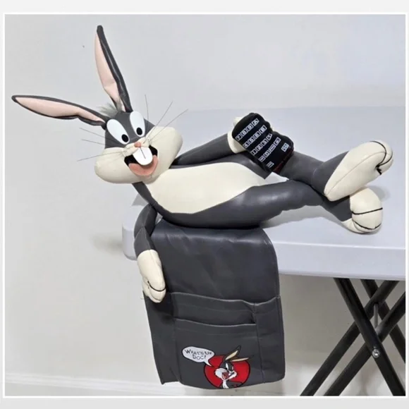 Vintage 90s Looney Tunes TV Organizer Bugs Bunny Remote Holder Grey White VTG