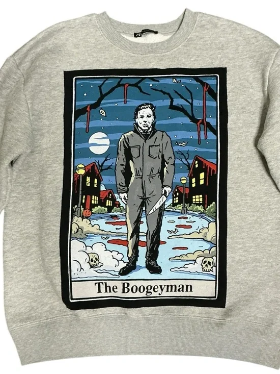 The Boogeyman Graphic Crewneck Sweater - Light Gray