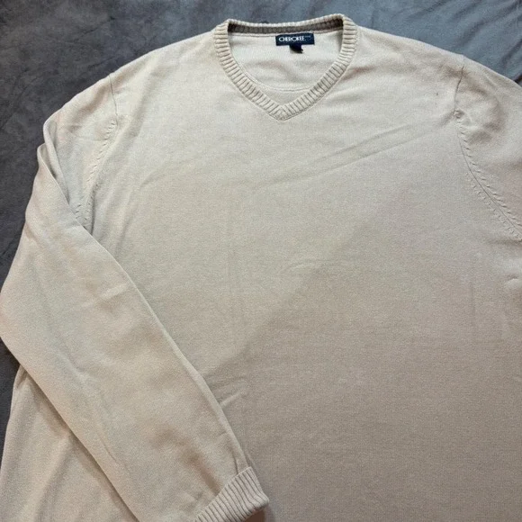 Cherokee Mens V Neck‎ Sweater Tan Long Sleeve Pullover XXL