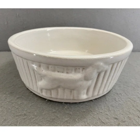 Robinson Ransbottom RRPC Vintage Dog Bowl USA Roseville Ohio Stoneware 1930s