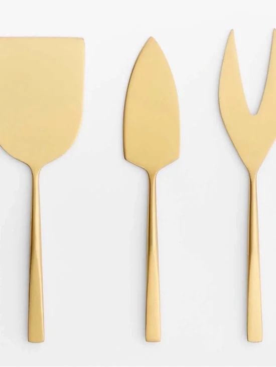 💗 Crate & Barrel-Gold Dessert Serving Set - Elegant Home Dining- NEW IN BOX