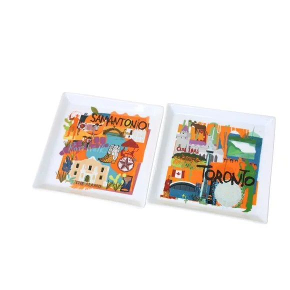 Crate & Barrel Toronta Casa Loma San Antonio River Walk Appetizer Plate 91846