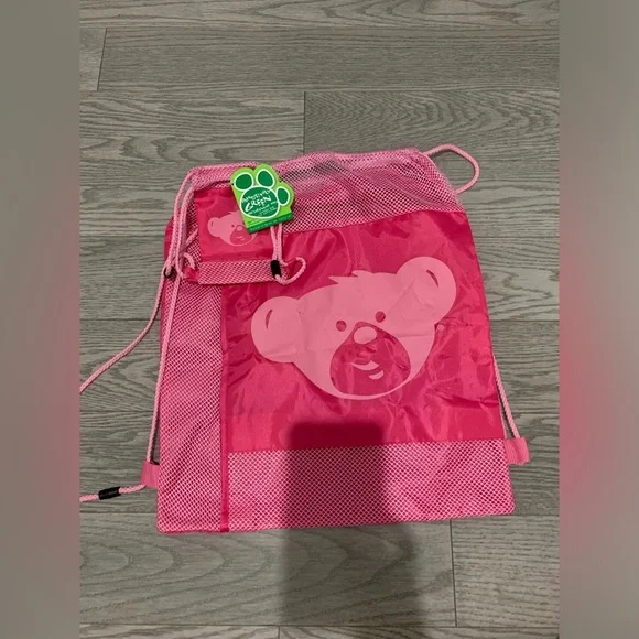 New Build-a-bear pink Drawstring Backpack with Mini bag