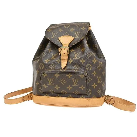 LOUIS VUITTON Montsouris MM Backpack Bag Monogram Leather Brown