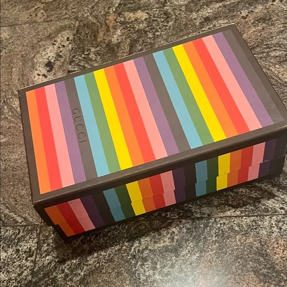 Gucci Multicolor Striped Shoe Box Rainbow Men’s Shoe Box LIMITED EDITION