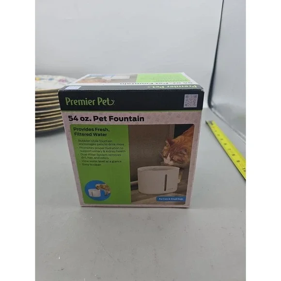 Premier Pet 60 oz. Pet Fountain- Automatic Water Fountain for Cats & Small Dogs