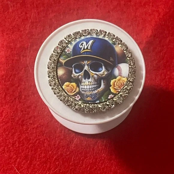 Milwaukee Baseball Skull PopSocket with Rhinestones