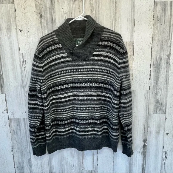 Woolrich Men’s Wool Blend Pullover Sweater Size Large Color-Grays/ Black