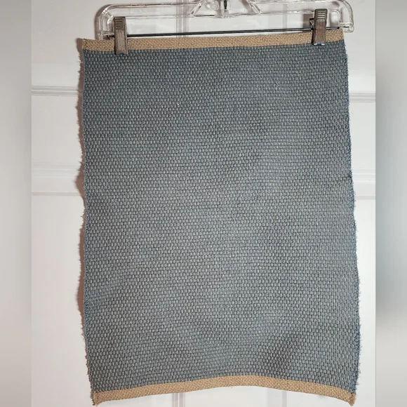 Crate And Barrel Blue And Tan Cotton Set Of 4 Placemats