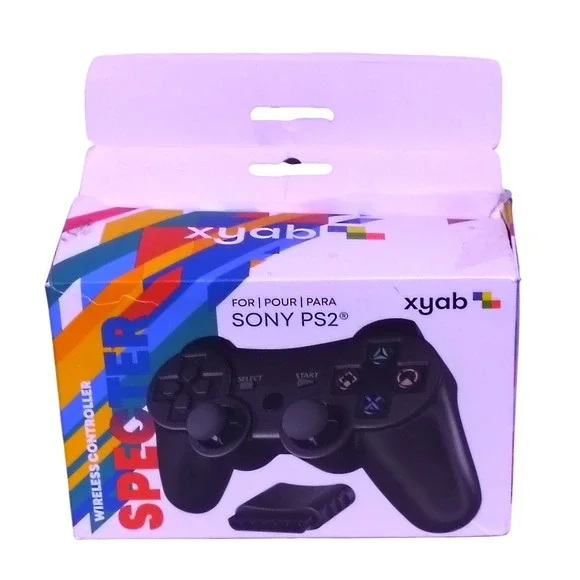 XYAB Specter Wireless Sony PS2 Controller Black 2.4GHz with Receiver Cable NEW