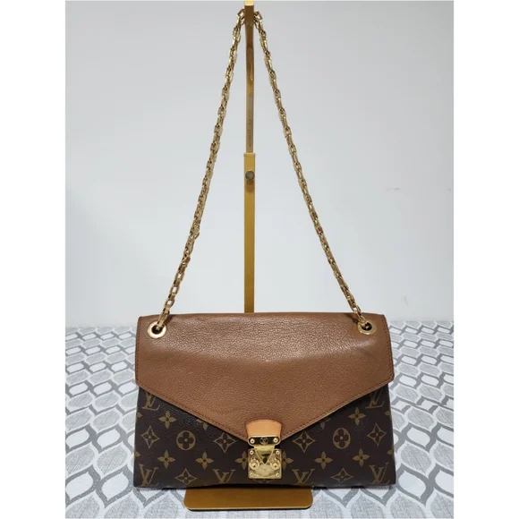 LOUIS VUITTON Havane Monogram Canvas Pallas Shoulder Bag Brown