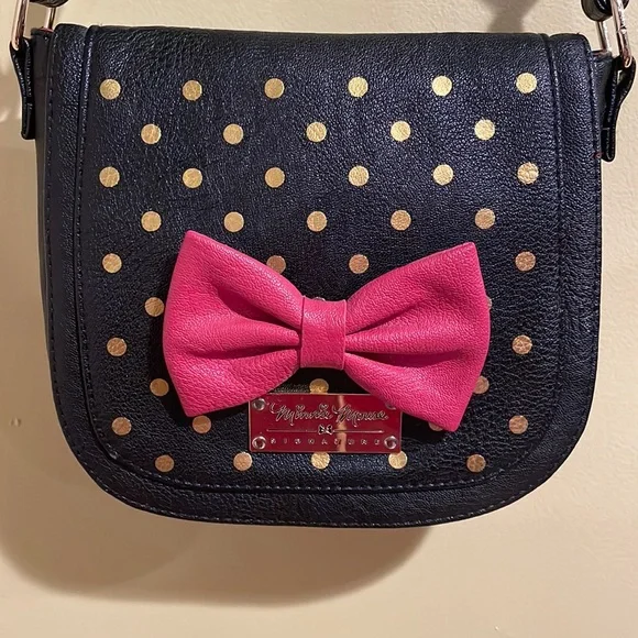 Disney Gold Polka Dot Minnie Mouse Crossbody Purse EUC 7.5”x8”x2.5”