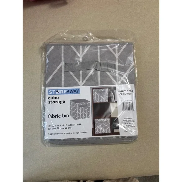 StoreAway Light Grey Chevron Cube Storage Fabric Bin‎ Organizer