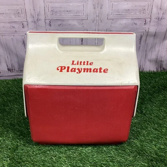 Vintage Little Playmate by Igloo Push Button Red White Logo Cooler