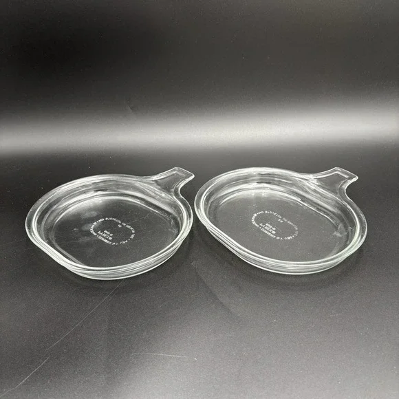 Set of 2 Vintage Pyrex Clear Glass 600-B Grab It Dish Plate