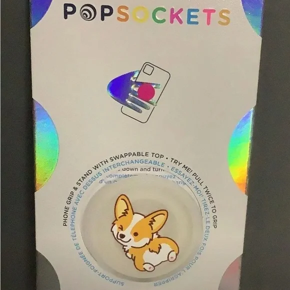 Popsockets brand. Cheeky corgi