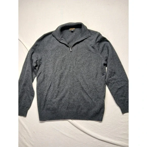 J.CREW Cashmere Sweater Mens Medium 1/4 Zip Pullover Jumper Blue‎ Soft