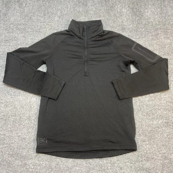 Burton [ak] Fleece Pullover Mens Small Black 1/4 Zip Long Sleeve Shirt Snowboard