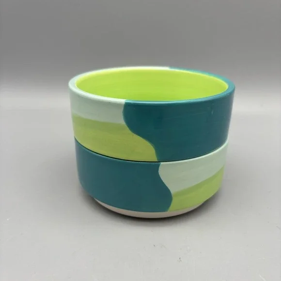 Top-Paw Blue-Green Ceramic Pet Bowl Rubber Grip Dishwasher Safe 4