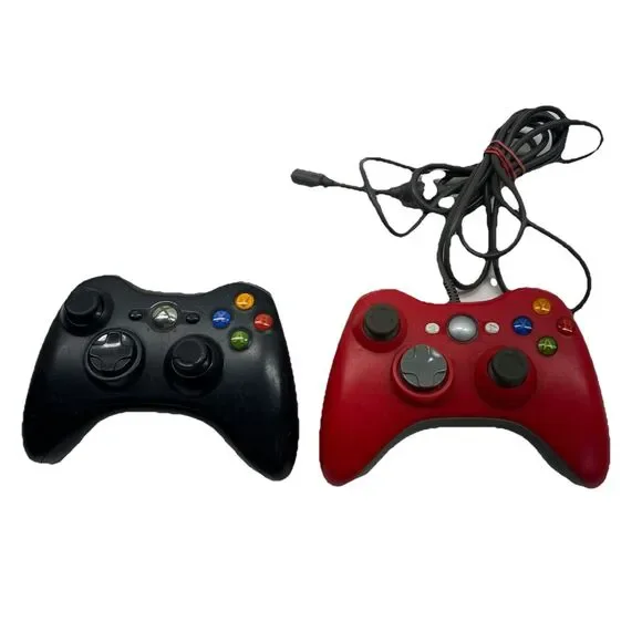 LOT of 2 XBOX controllers red‎ & Black - UNTESTED