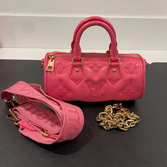 Louis Vuitton Papillon BB Pink Calfskin Hand/Shoulder Bag (JB1423)