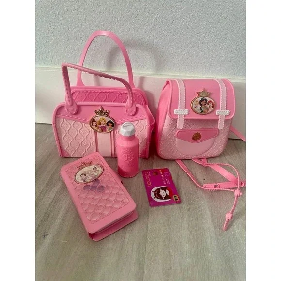 Disney Princess Toy Purse Backpack Phone Water Bottle‎ Card Set Pink Girls
