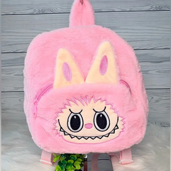 Pink Labubu Plush Backpack