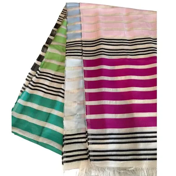 Talbots Large Silk Blend Striped Travel Scarf