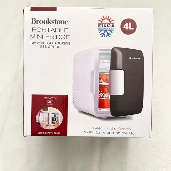 Brookstone Portable Mini Fridge 4L Hot & Cold Beauty Skincare Cooler NWT