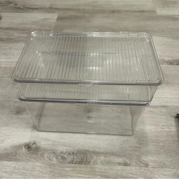 Isaac Jacobs large and small Stackable Organizer Bin w Hinged Lid, 2 pack