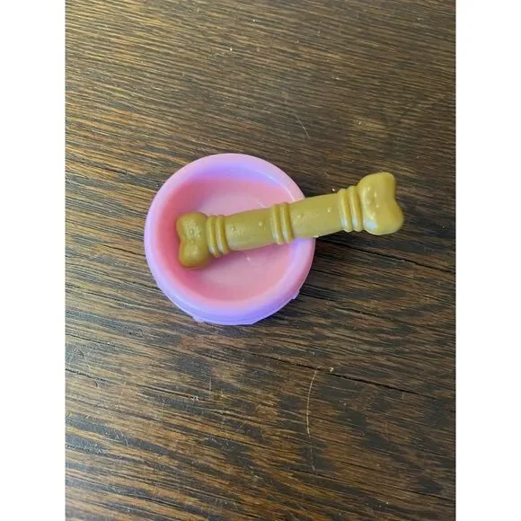 Puppy Pet Accessories - Pink Toy Dog Bowl‎ & Bone (2inx2inx1.5in)