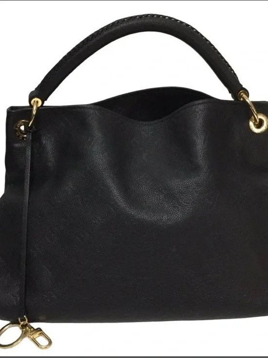 Louis Vuitton Artsy Black Leather Shoulder Bag with Gold-Tone Hardware