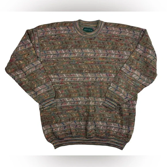 Vtg 90’s Tundra Knit Sweater Mens XL Colorful Coogi Style Rare Crosby Vintage