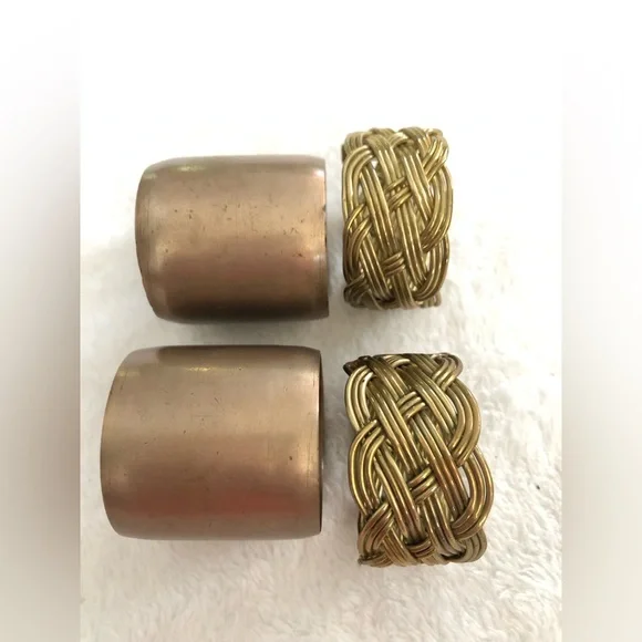 Vintage brass Woven Metal Napkin Rings Set of 4