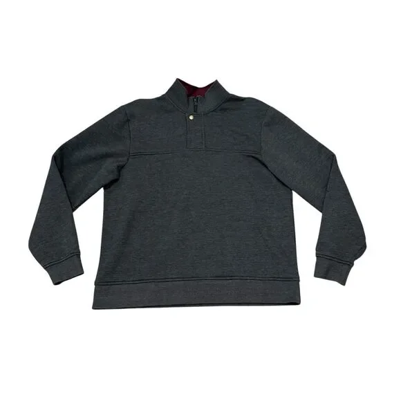 Orvis Sweatshirt Mens L Gray Fleece 1/4 Zip Mock Neck Pullover Casual Outdoor
