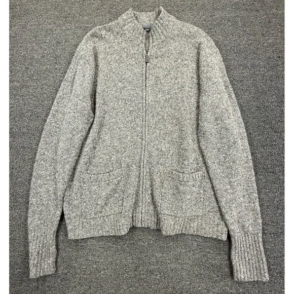 John W Nordstrom Mens XXL Merino Wool Cashmere Zip Cardigan Sweater Gray